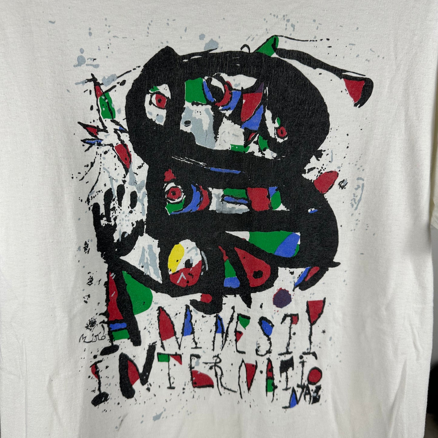 Vintage 90s Joan Miro Amnesty International Art Single Stitch T-Shirt