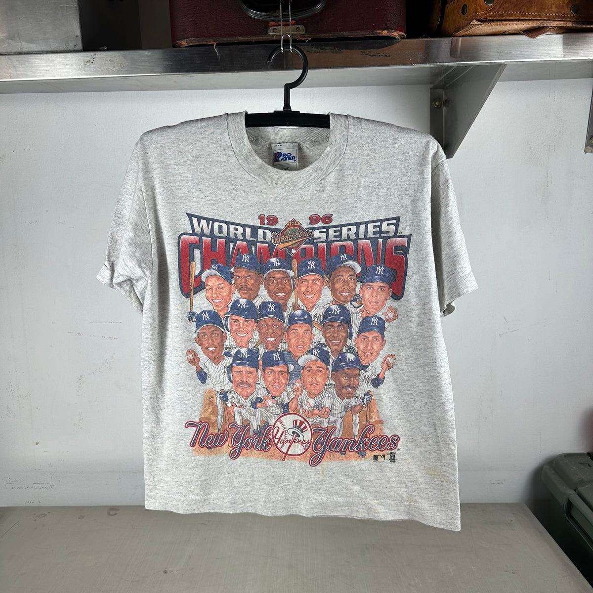 Vintage 1996 New York Yankees MLB Champions Caricature Single Stitch T-shirt