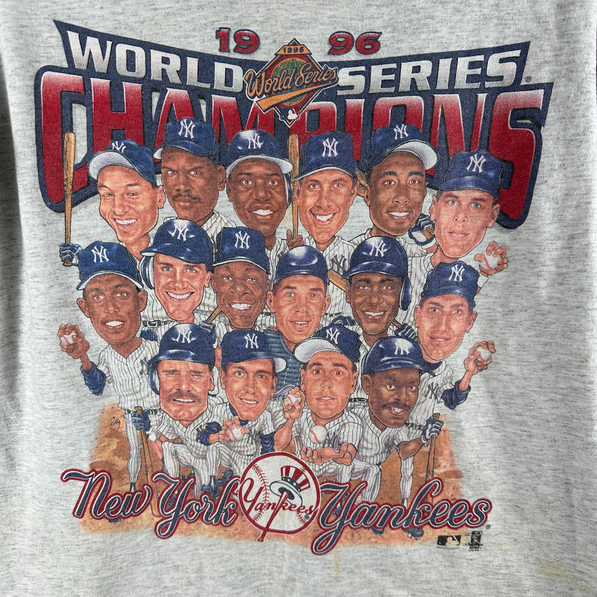 Vintage 1996 New York Yankees MLB Champions Caricature Single Stitch T-shirt