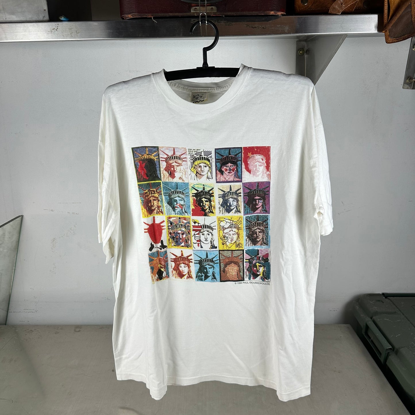 Vintage 1990 Paul Giovanopoulos Statue of Liberty Pop Art Single Stitch T-Shirt