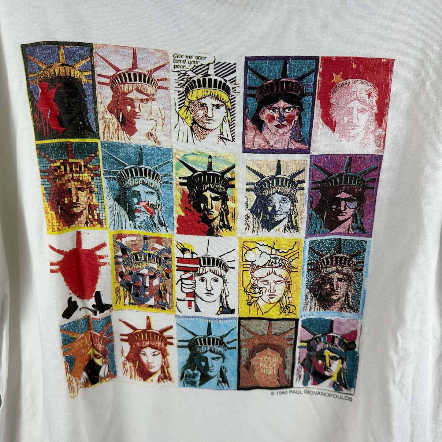 Vintage 1990 Paul Giovanopoulos Statue of Liberty Pop Art Single Stitch T-Shirt