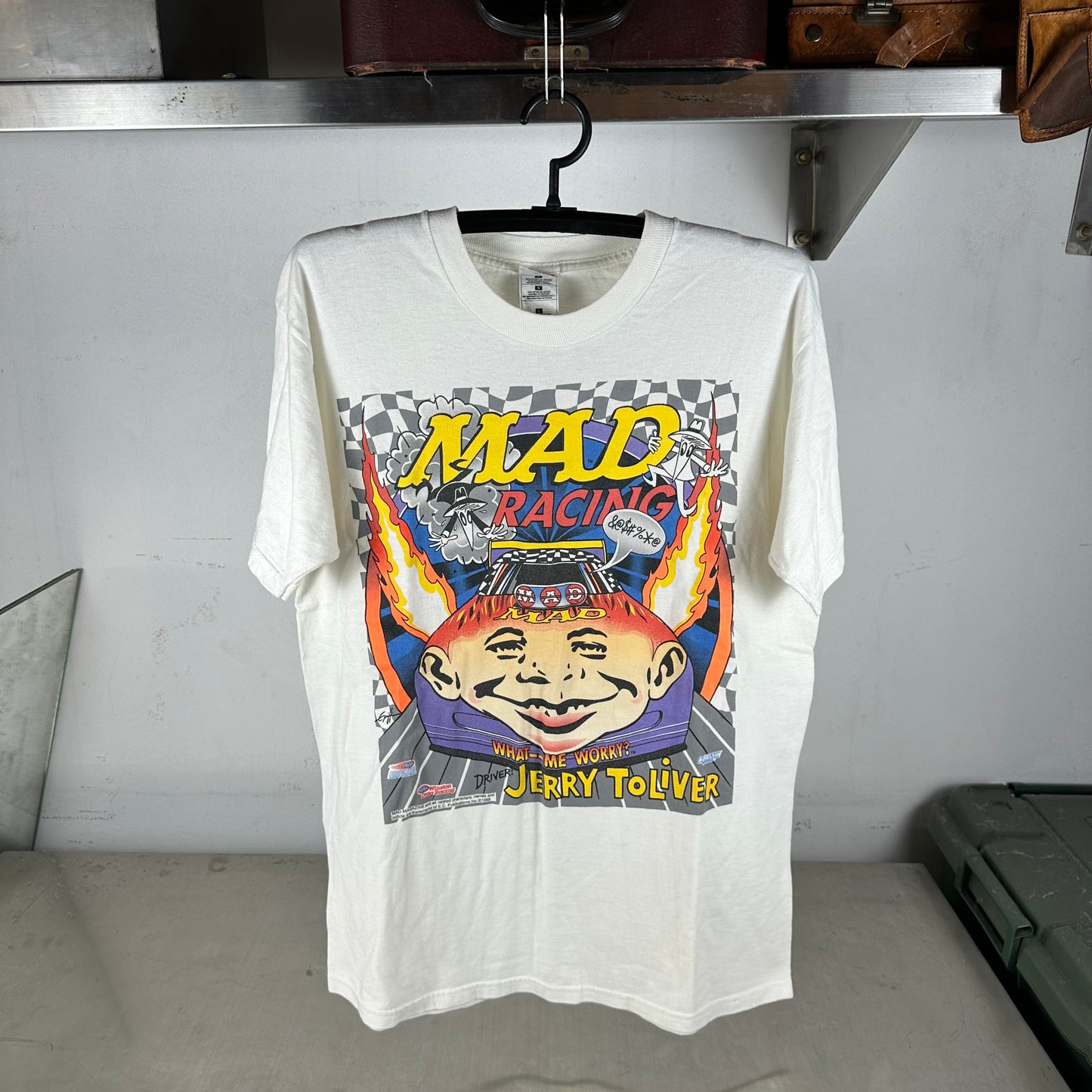 Vintage 1998 Mad Racing Jerry Tolliver Racing Alfred E. Neuman T-Shirt