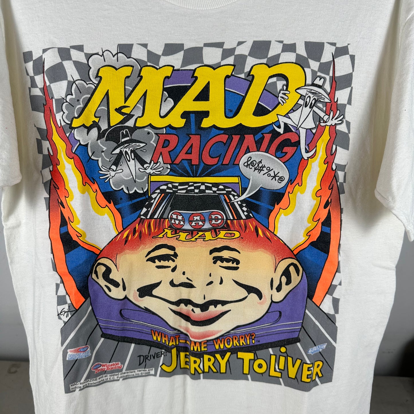 Vintage 1998 Mad Racing Jerry Tolliver Racing Alfred E. Neuman T-Shirt