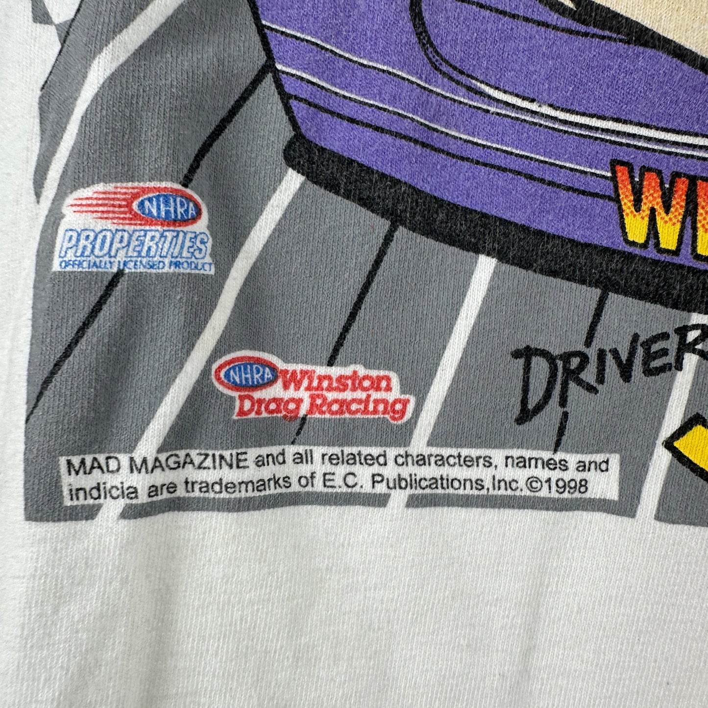 Vintage 1998 Mad Racing Jerry Tolliver Racing Alfred E. Neuman T-Shirt