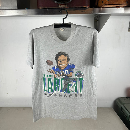 Vintage 80s Steve Largent Seattle Seahawks NFL Caricature Single Stitch T-shirt