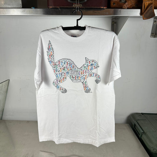 Vintage 1991 Howard Finster Guard Cat Folk Art Single Stitch T-Shirt