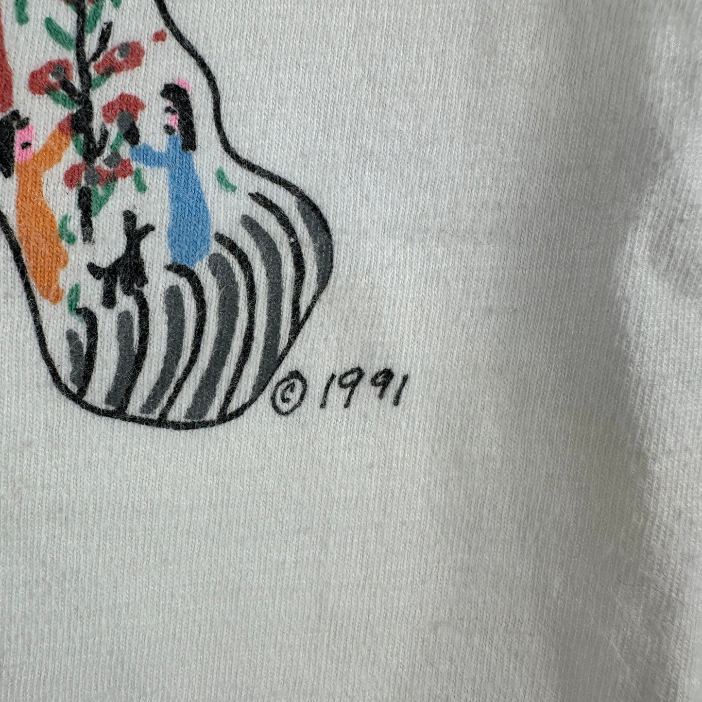 Vintage 1991 Howard Finster Guard Cat Folk Art Single Stitch T-Shirt