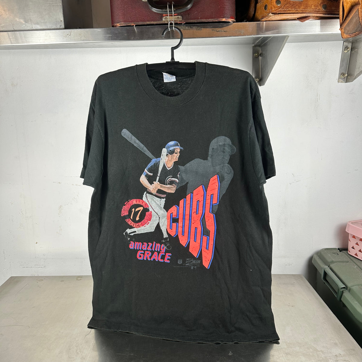 Vintage 1990 Amazing Mark Grace Chicago Cubs MLB Salem Sportswear T-shirt