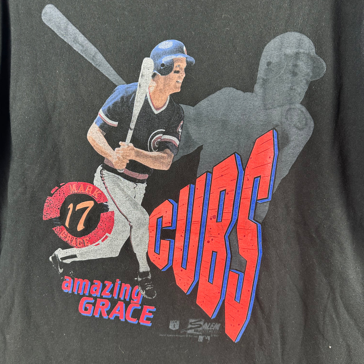 Vintage 1990 Amazing Mark Grace Chicago Cubs MLB Salem Sportswear T-shirt