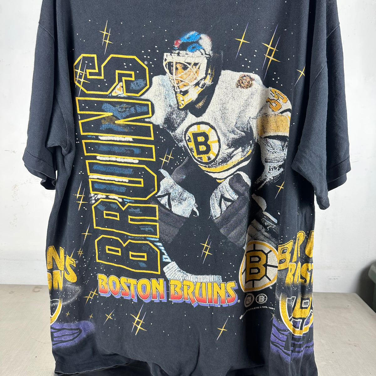 Vintage 1994 Boston Bruins Hockey NHL Bulletin Athletic AOP T-shirt