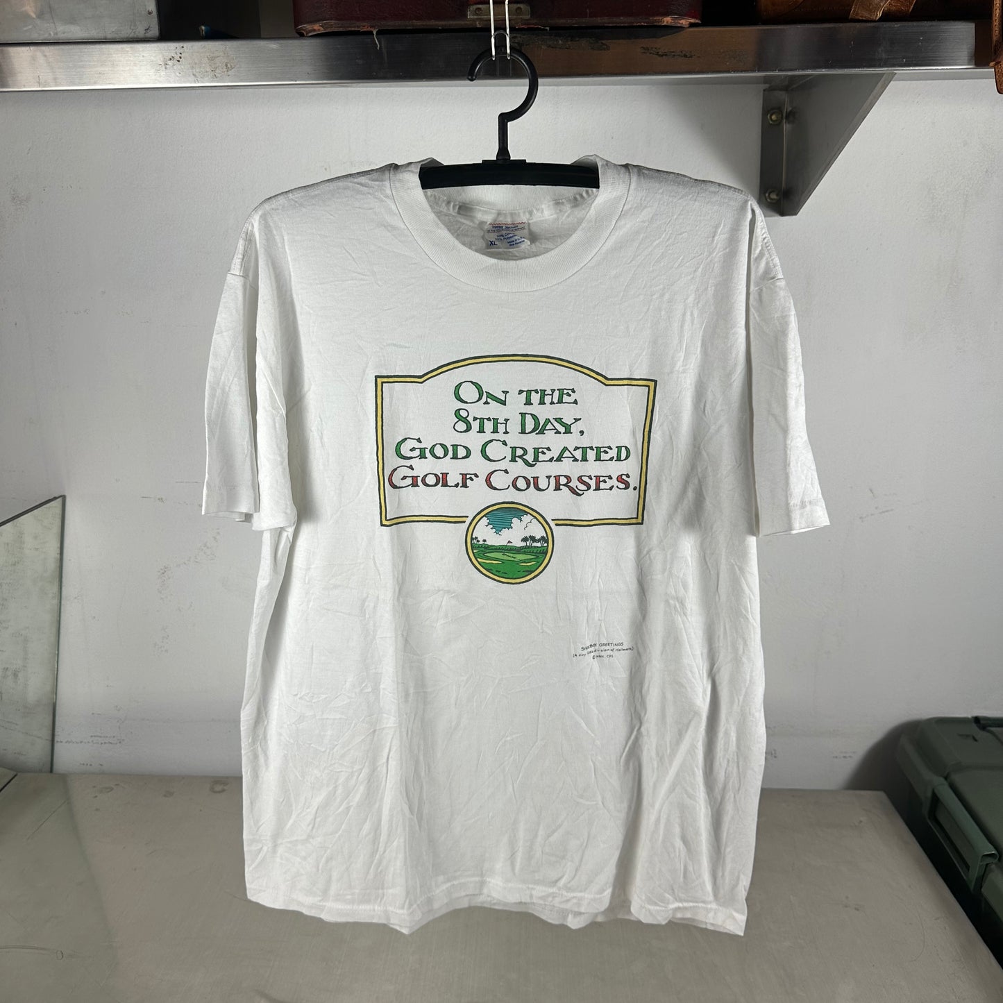 Vintage 90s On the 8th Day God Created Golf Courses Humor T-Shirt