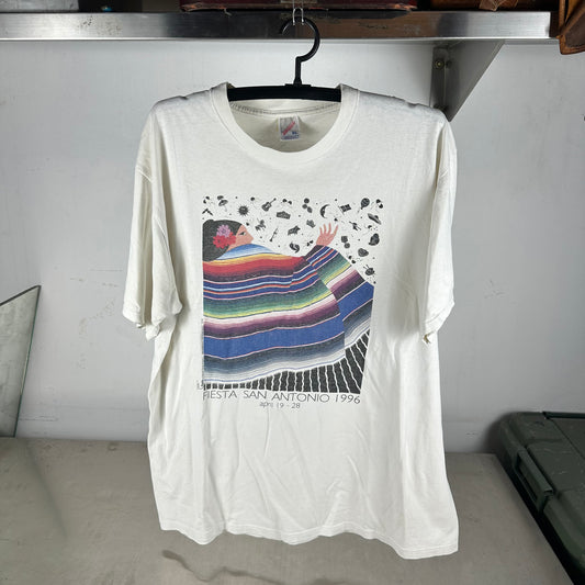 Vintage 1996 Fiesta San Antonio Artwork Graphic T-Shirt