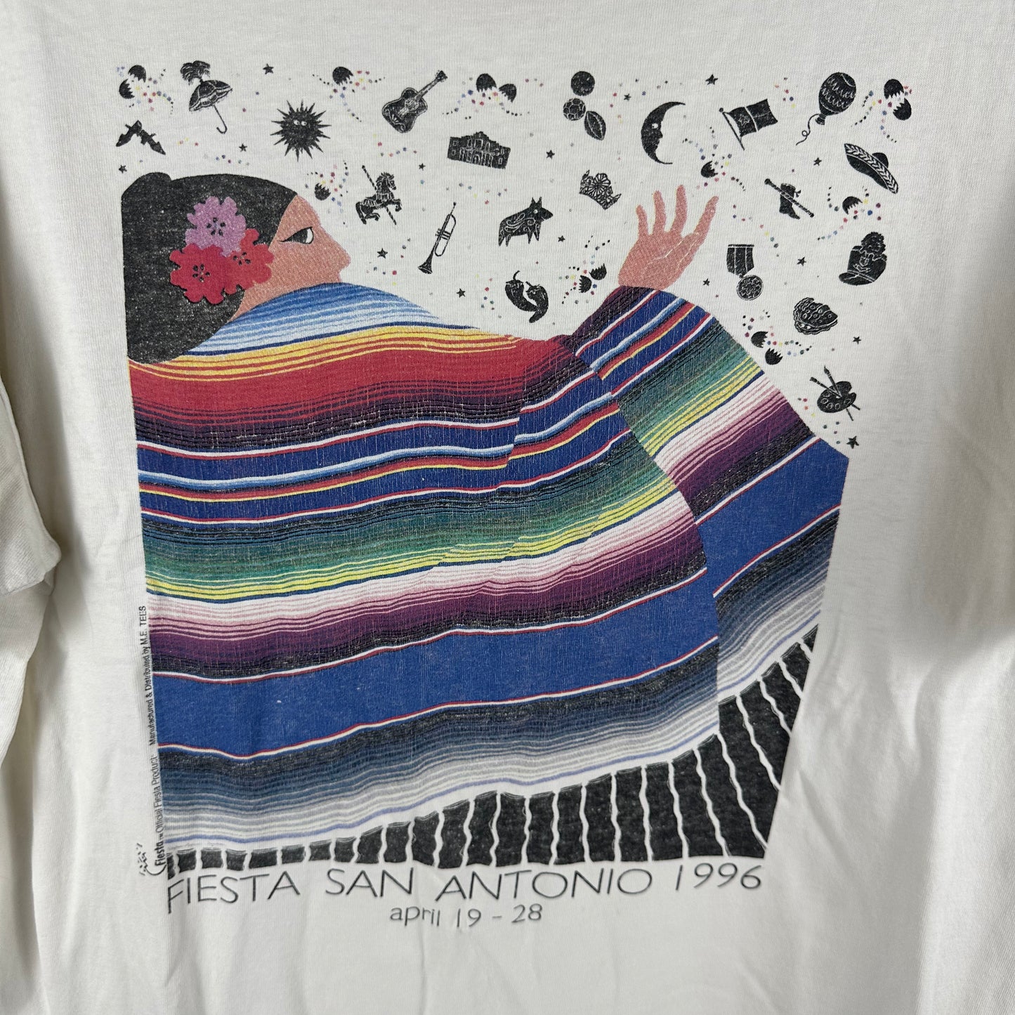 Vintage 1996 Fiesta San Antonio Artwork Graphic T-Shirt