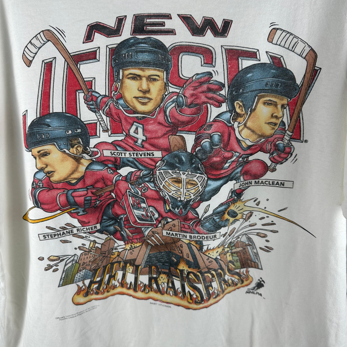 Vintage 90s New Jersey Devils Hockey NHL Hellraisers Caricature T-shirt