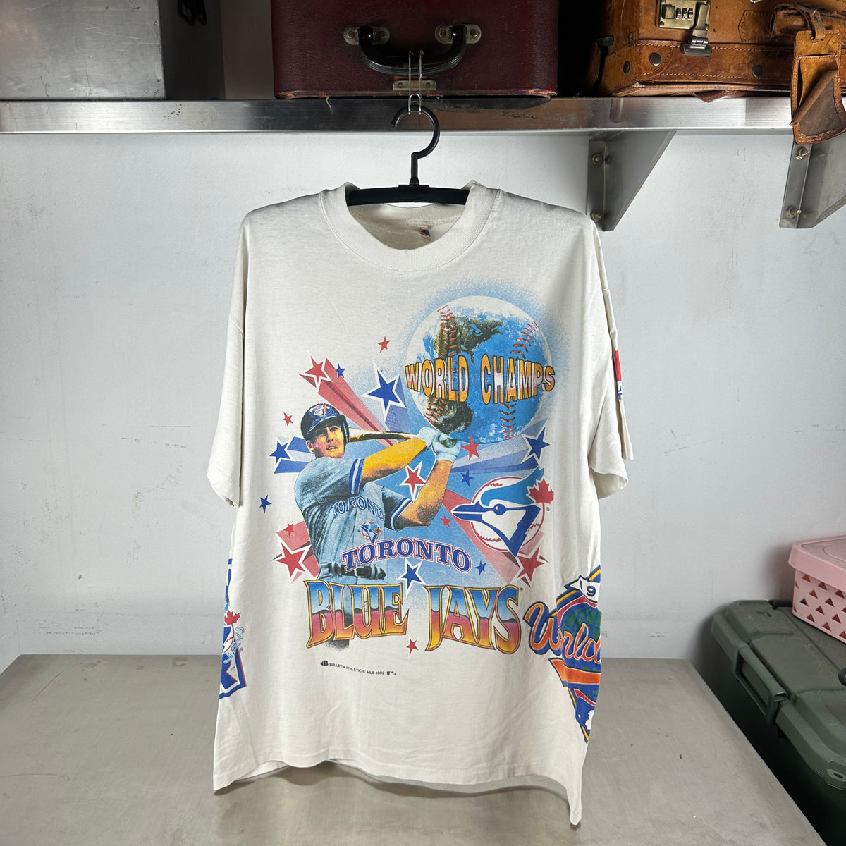 Vintage 1992 Toronto Blue Jays MLB World Champs Bulletin Athletic AOP T-Shirt