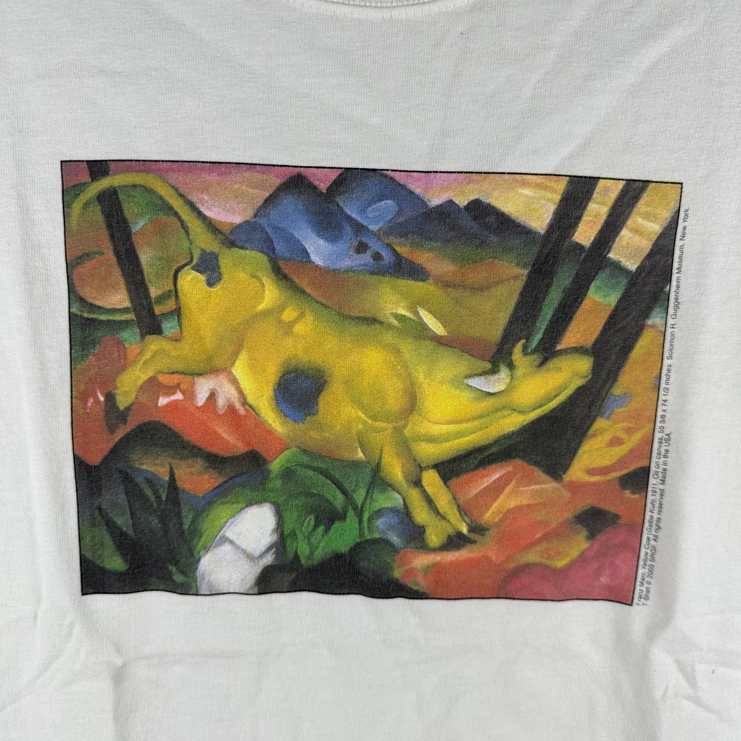 Vintage 2003 Franz Marc Yellow Cow Painting T-Shirt
