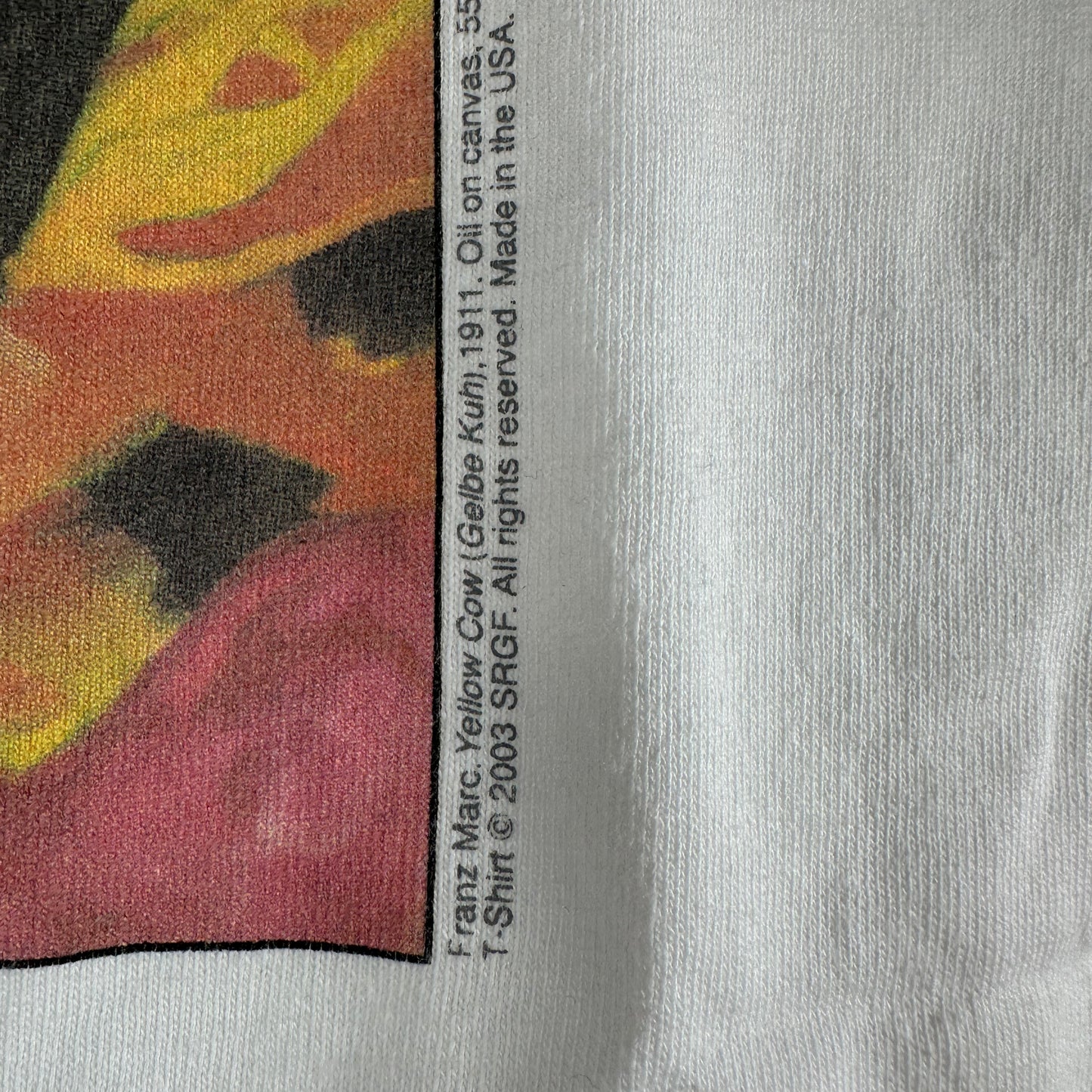 Vintage 2003 Franz Marc Yellow Cow Painting T-Shirt