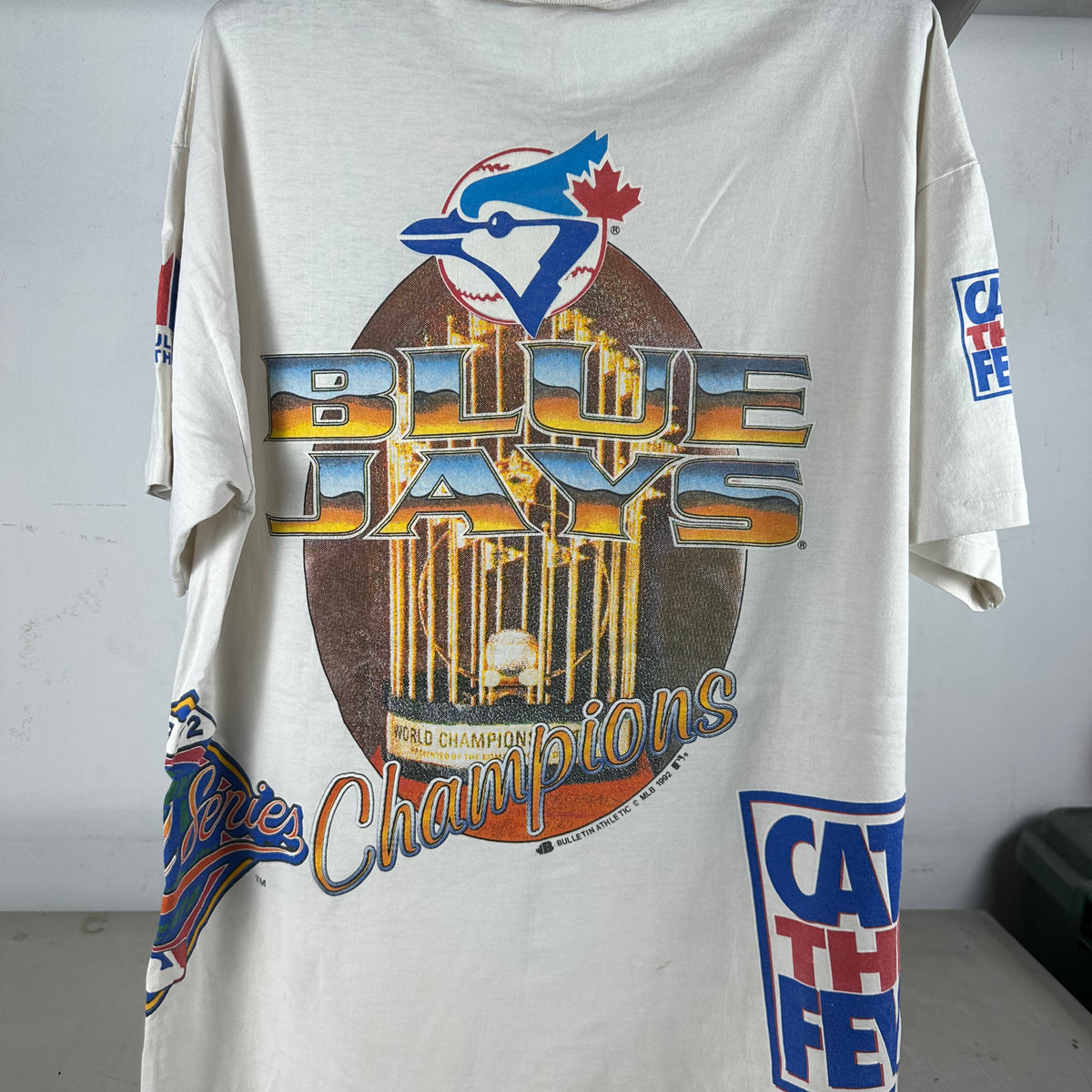 Vintage 1992 Toronto Blue Jays MLB World Champs Bulletin Athletic AOP T-Shirt