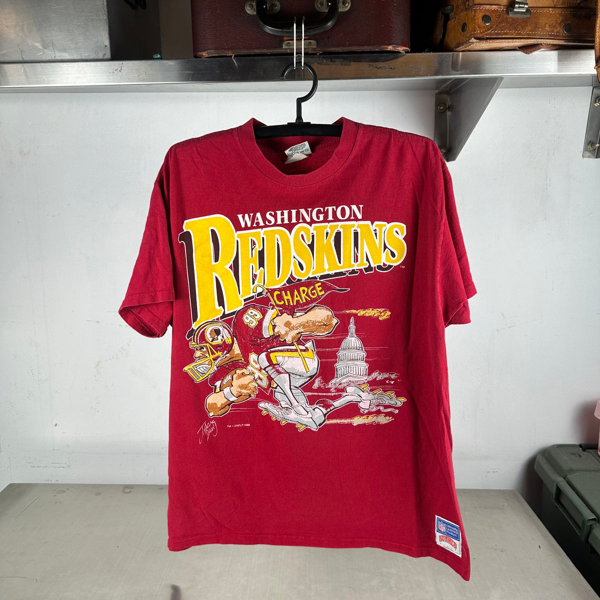 Vintage 1988 Washington Redskins Jack Davis NFL Nutmeg Graphic T-Shirt