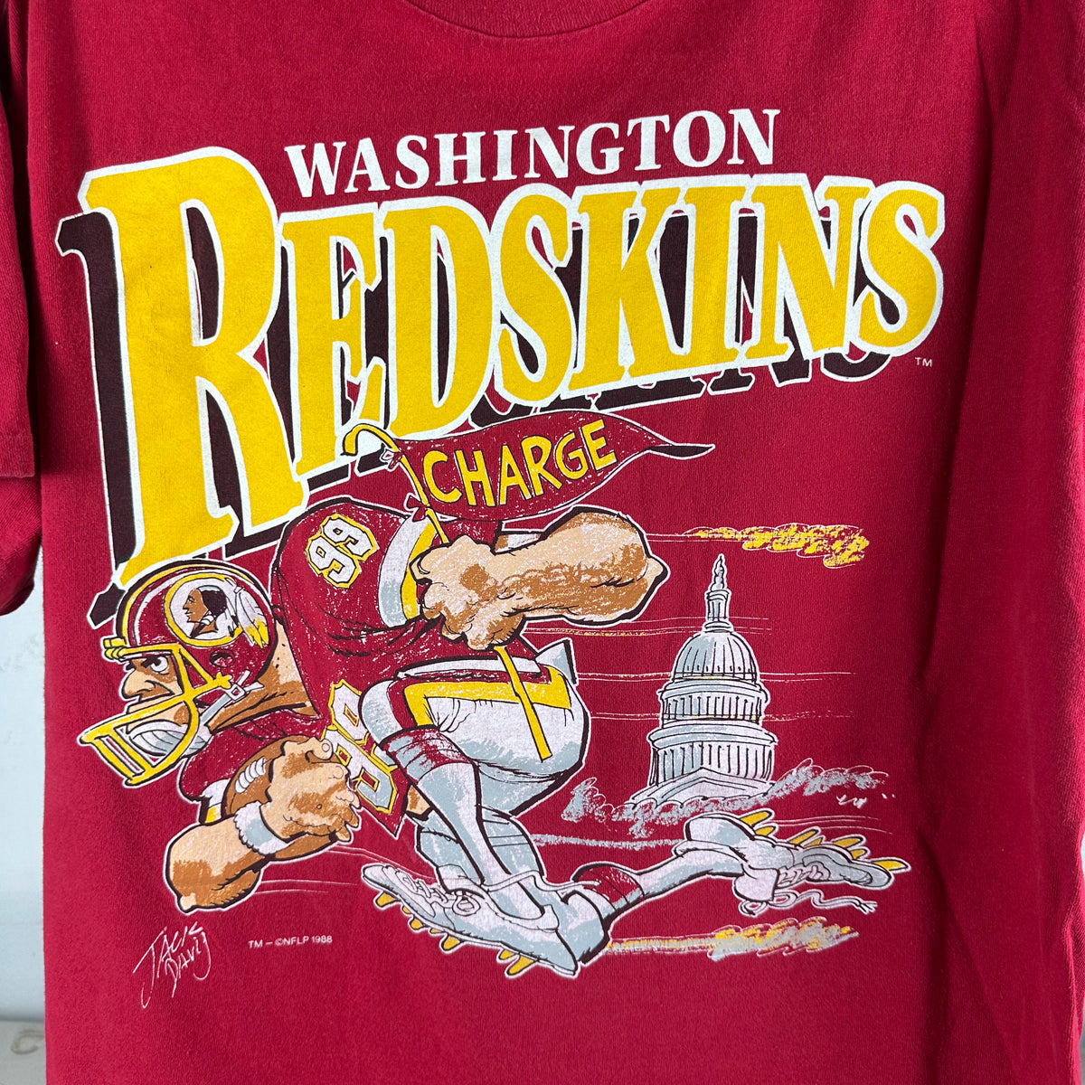 Vintage 1988 Washington Redskins Jack Davis NFL Nutmeg Graphic T-Shirt