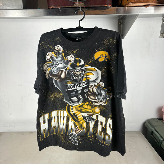 Vintage 90s Iowa Hawkeyes Football NCAA AOP Graphic T-Shirt