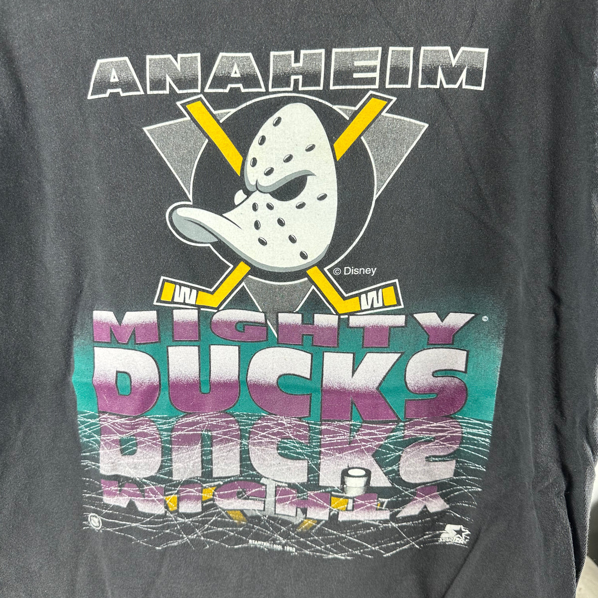 Vintage 1993 Anaheim Ducks Hockey NHL Starter Graphic T-Shirt