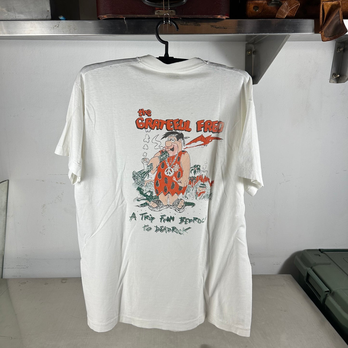 Vintage 90s The Grateful Fred Flintstones Weed Parody Single Stitch T-Shirt