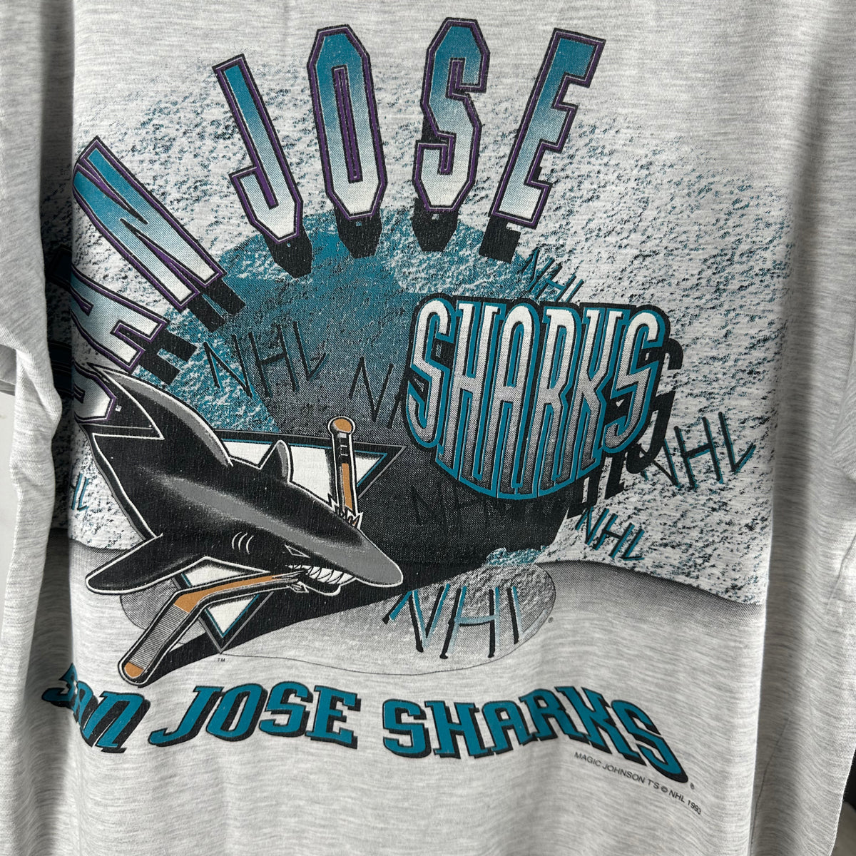 Vintage 1993 San Jose Sharks Hockey NHL Graphic T-Shirt