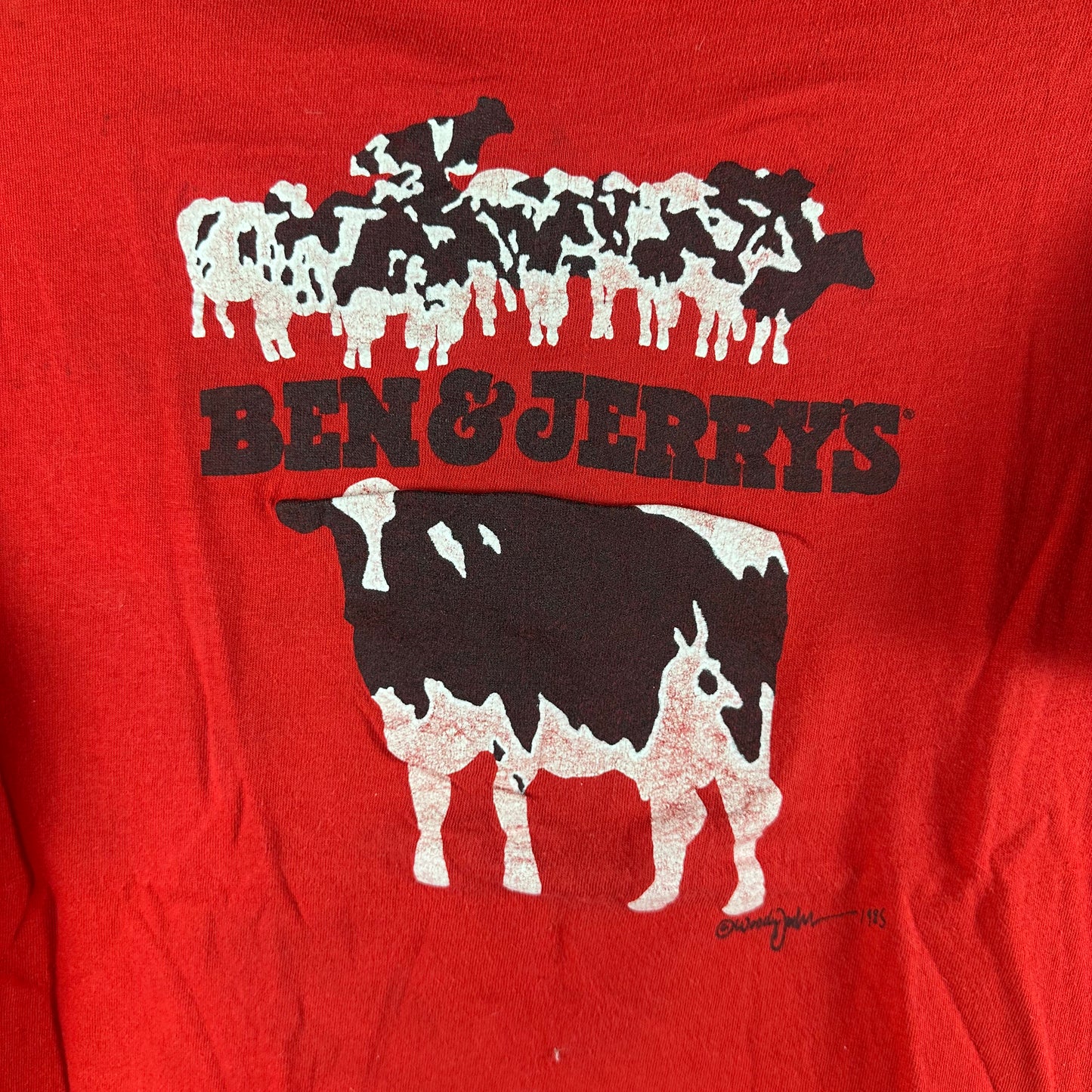 Vintage 1985 Ben &Jerry's Ice Cream Cow Artwork Promo Single Stitch T-Shirt