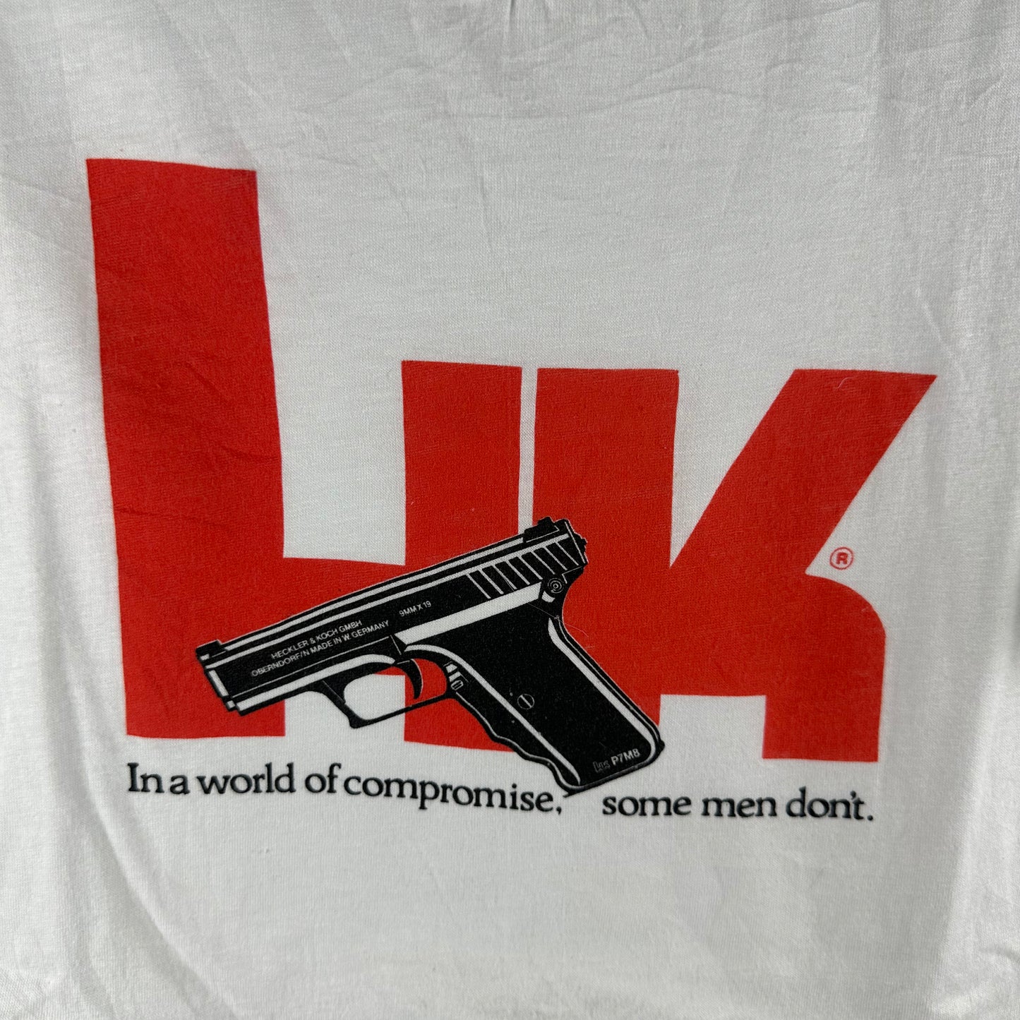 Vintage 80s Heckler & Koch P7M8 Pistol Gun Graphic Single Stitch T-Shirt