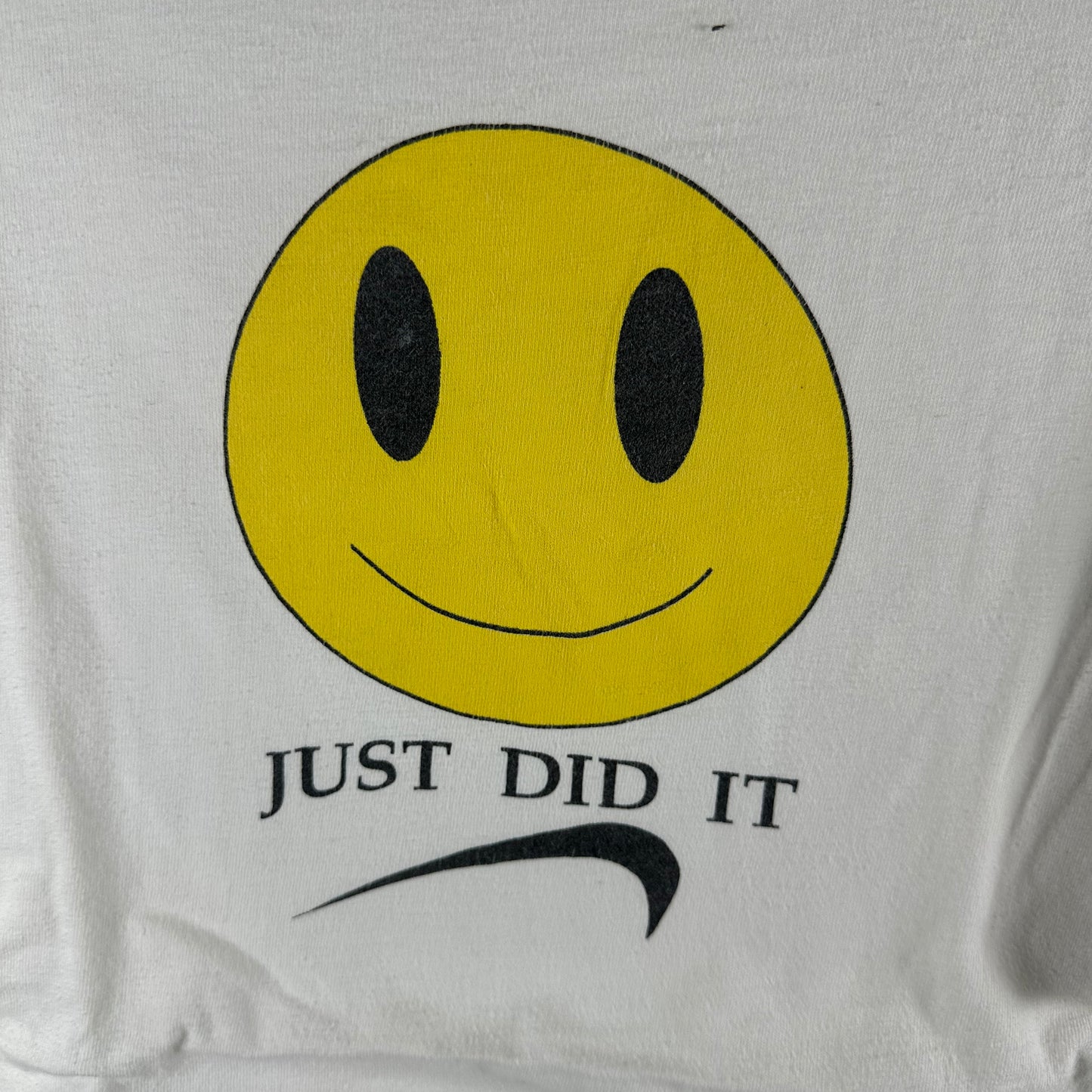 Vintage 90s Smiley Just Did It Nike Parody Humor Graphic T-Shirt