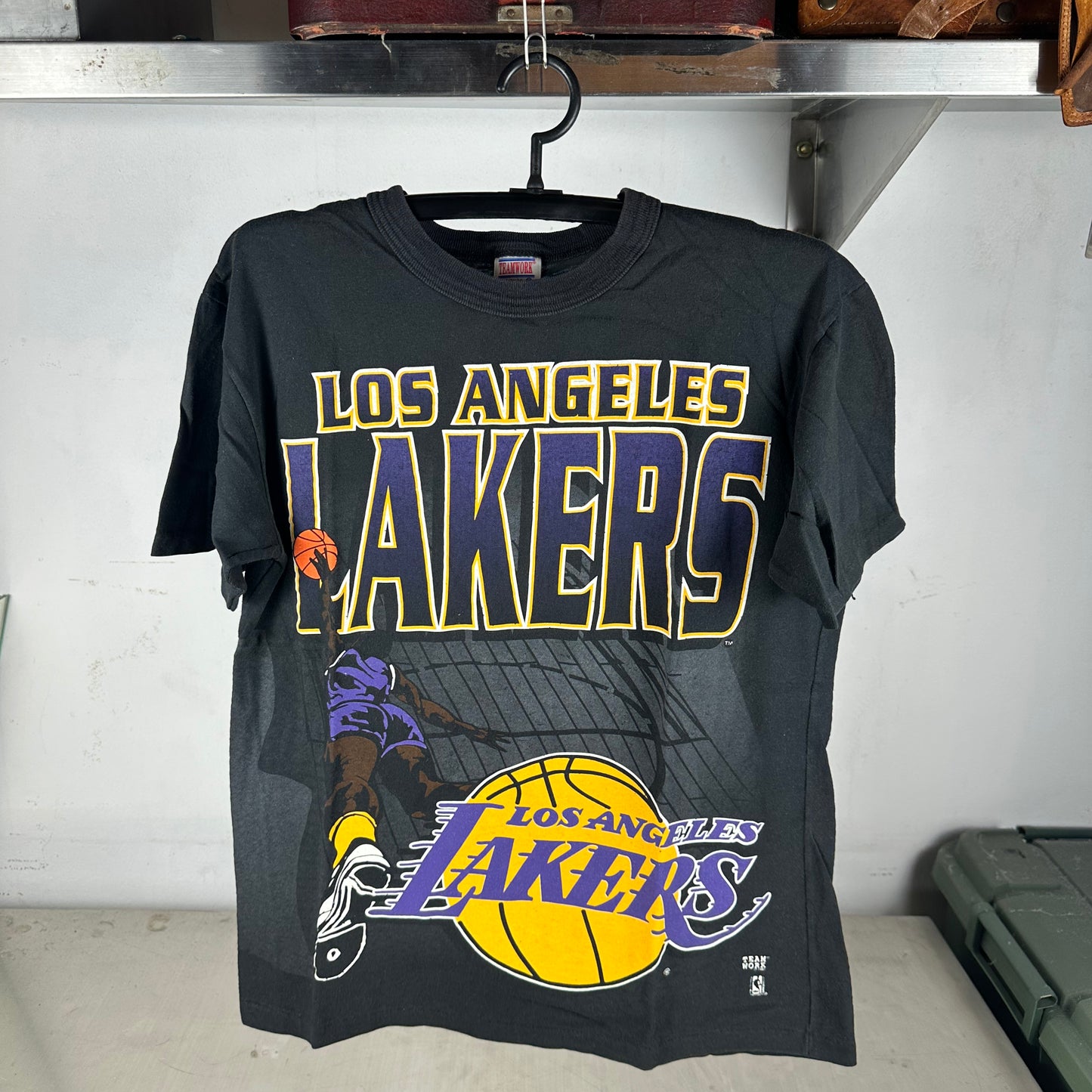 Vintage 1992 Los Angeles Lakers NBA Double Sided AOP Single Stitch T-Shirt