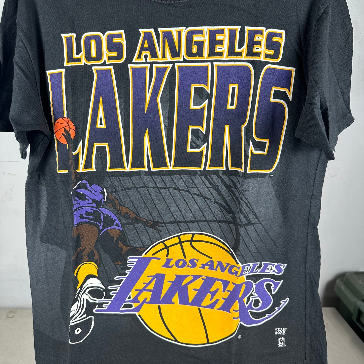 Vintage 1992 Los Angeles Lakers NBA Double Sided AOP Single Stitch T-Shirt