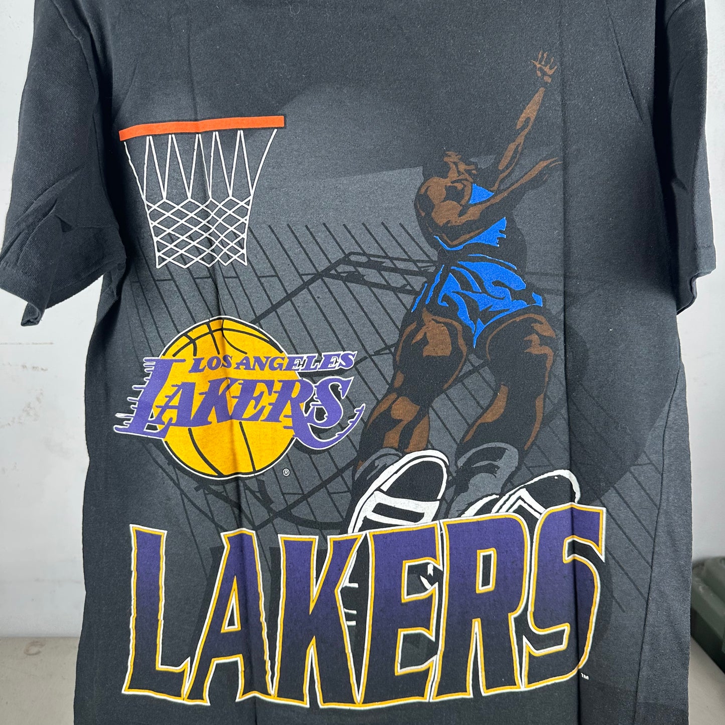 Vintage 1992 Los Angeles Lakers NBA Double Sided AOP Single Stitch T-Shirt