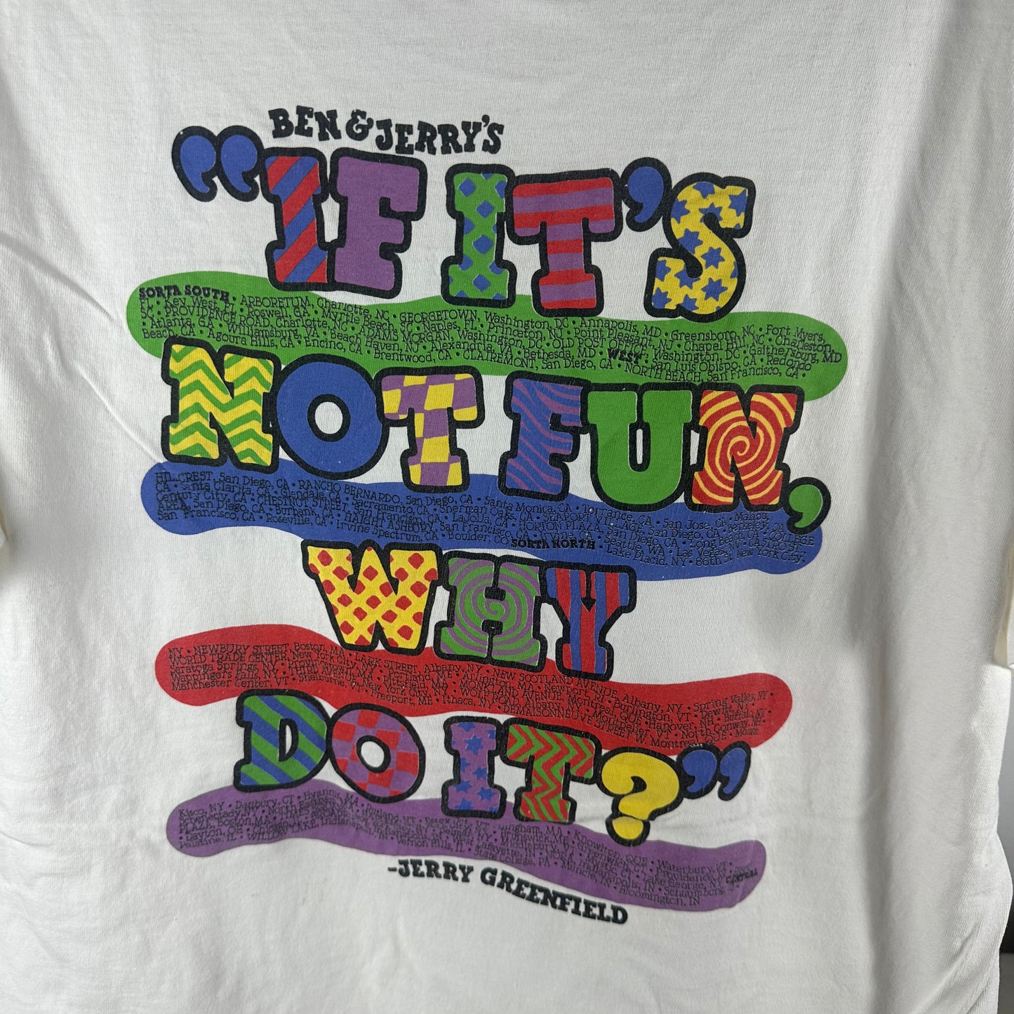 Vintage 90s Ben & Jerry's Ice Cream If It's Not Fun, Why Do It? Single Stitch T-Shirt
