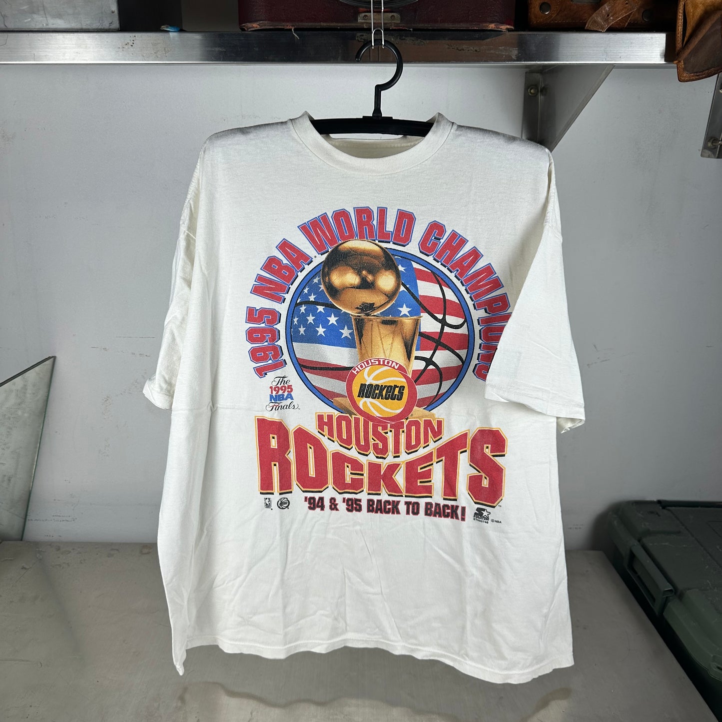 Vintage 1995 Houston Rockets Back to Back NBA World Champions T-Shirt