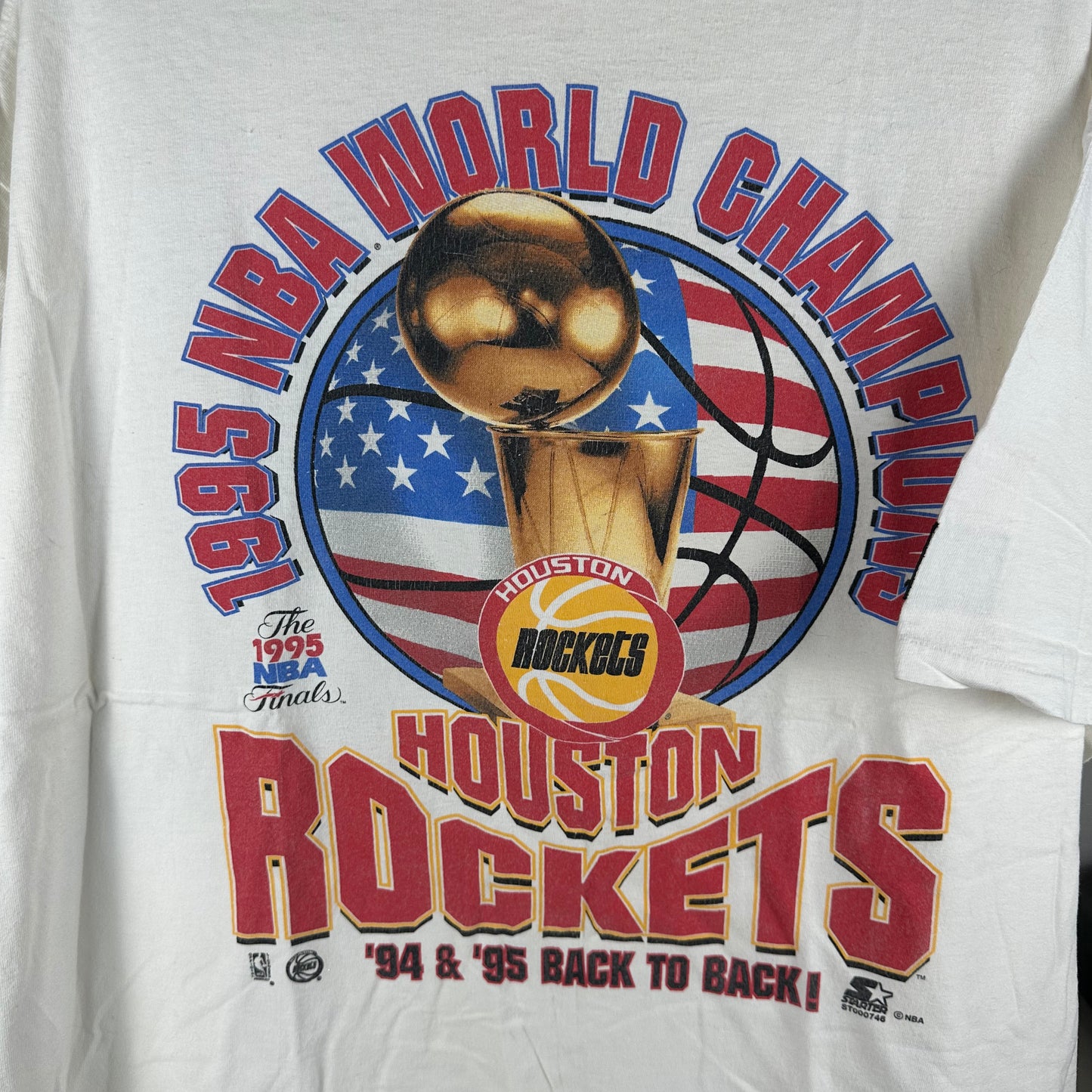 Vintage 1995 Houston Rockets Back to Back NBA World Champions T-Shirt