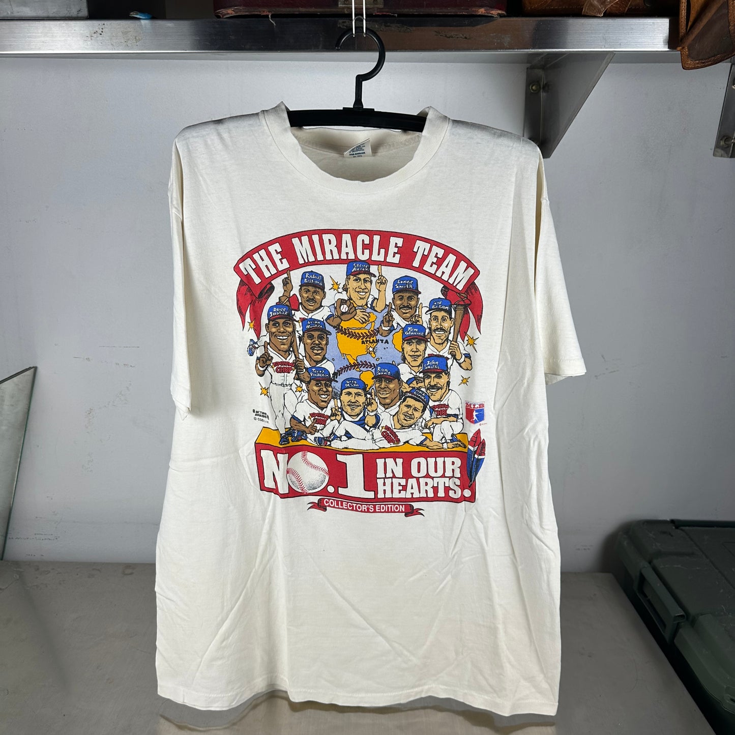Vintage 90s Atlanta Braves MLB Caricature The Miracle Team Single Stitch T-Shirt