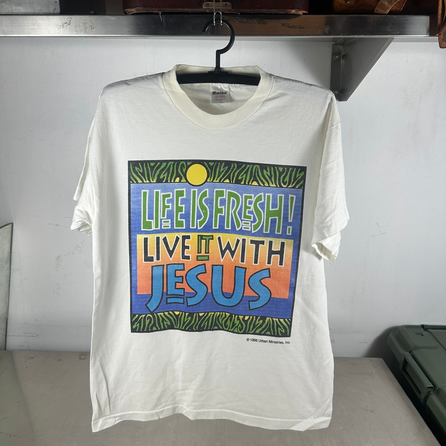 Vintage 1996 Life is Fresh! Live it with Jesus Religious Graphic T-Shirt