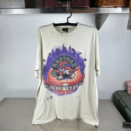 Vintage 1994 Toronto Raptors Basketball NBA Flame Graphic Single Stitch T-Shirt