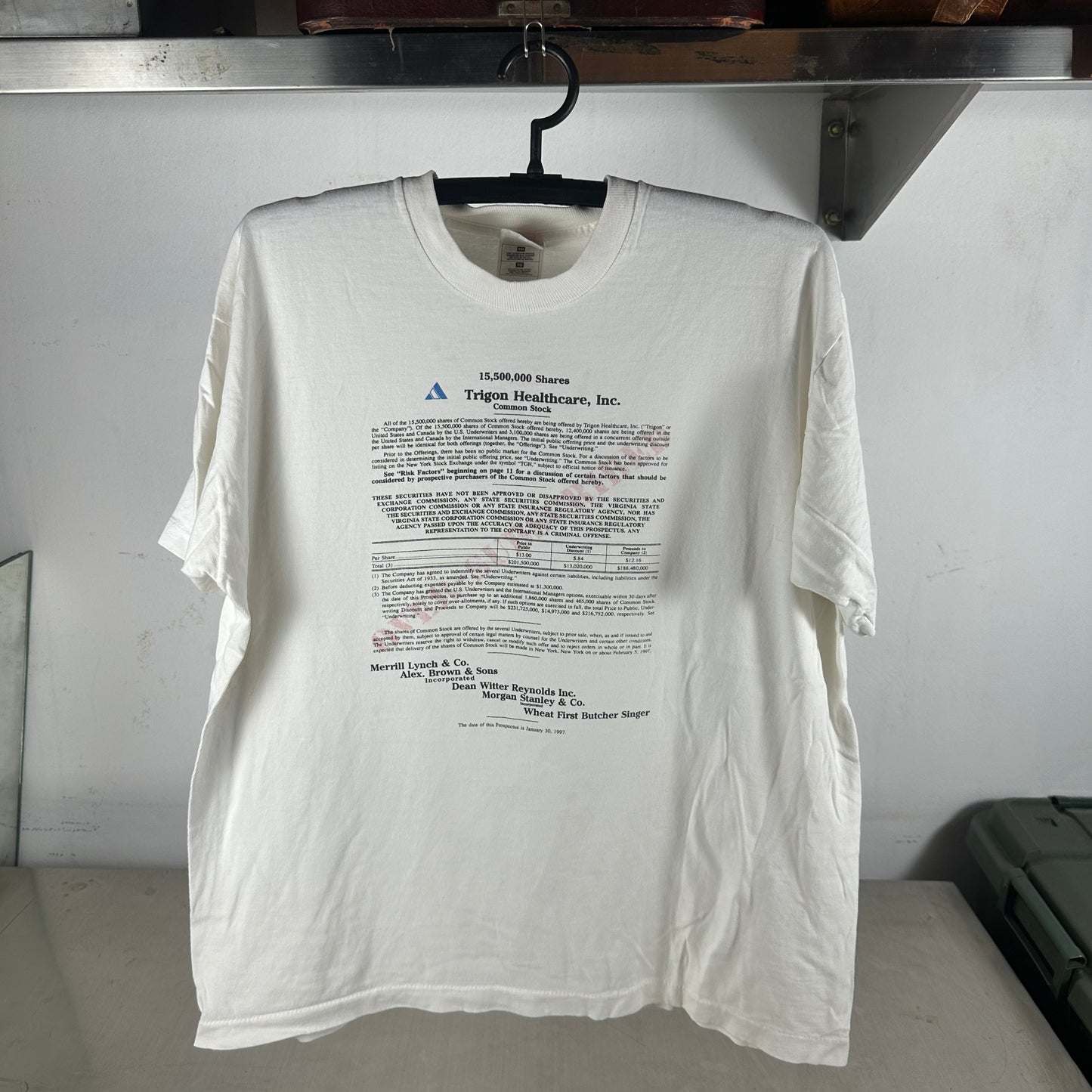Vintage 1997 Common Stock Trigon Healthcare Inc Agreement Single Stitch T-Shirt