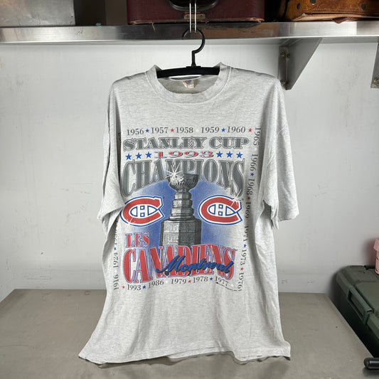 Vintage 1993 Montreal Canadiens MLB Stanley Cup Champions Graphic T-Shirt