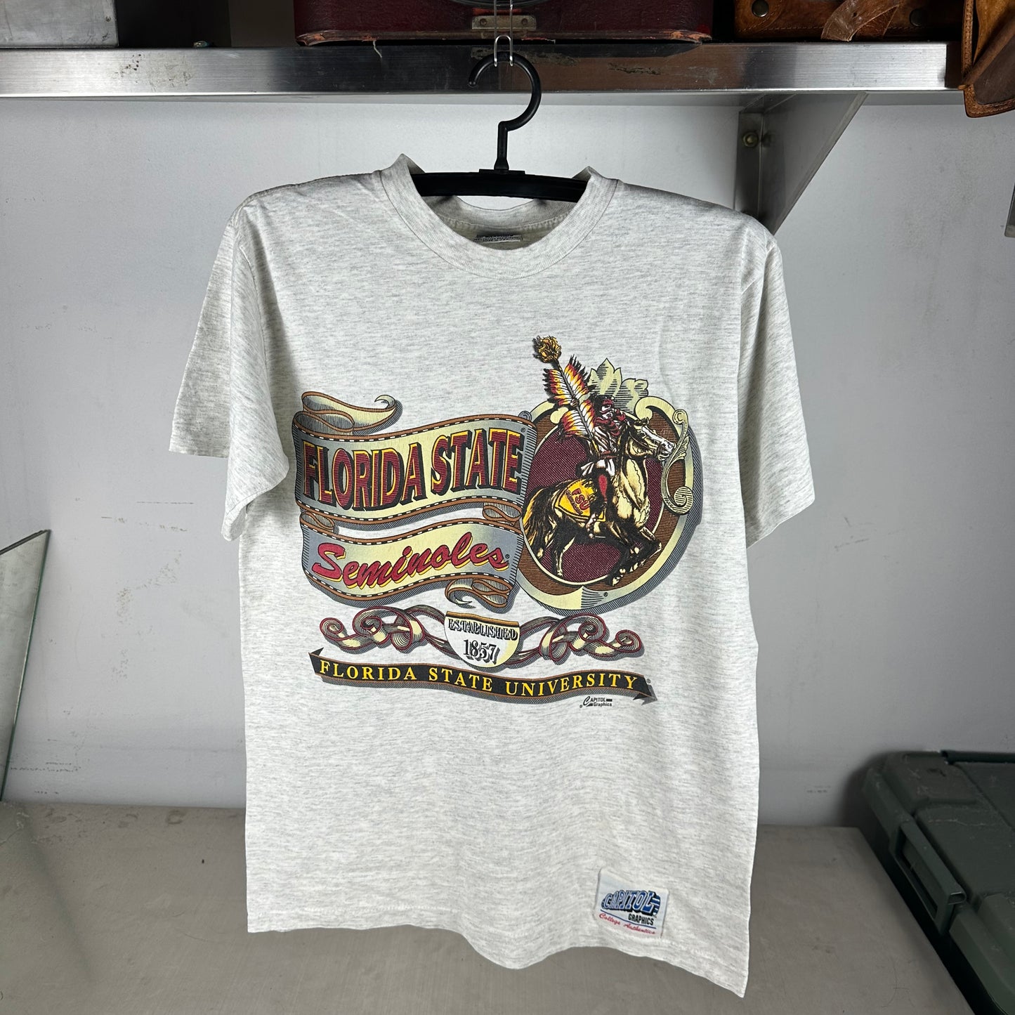 Vintage 90s FSU Seminoles NCAA Mascot Graphic Single Stitch T-Shirt
