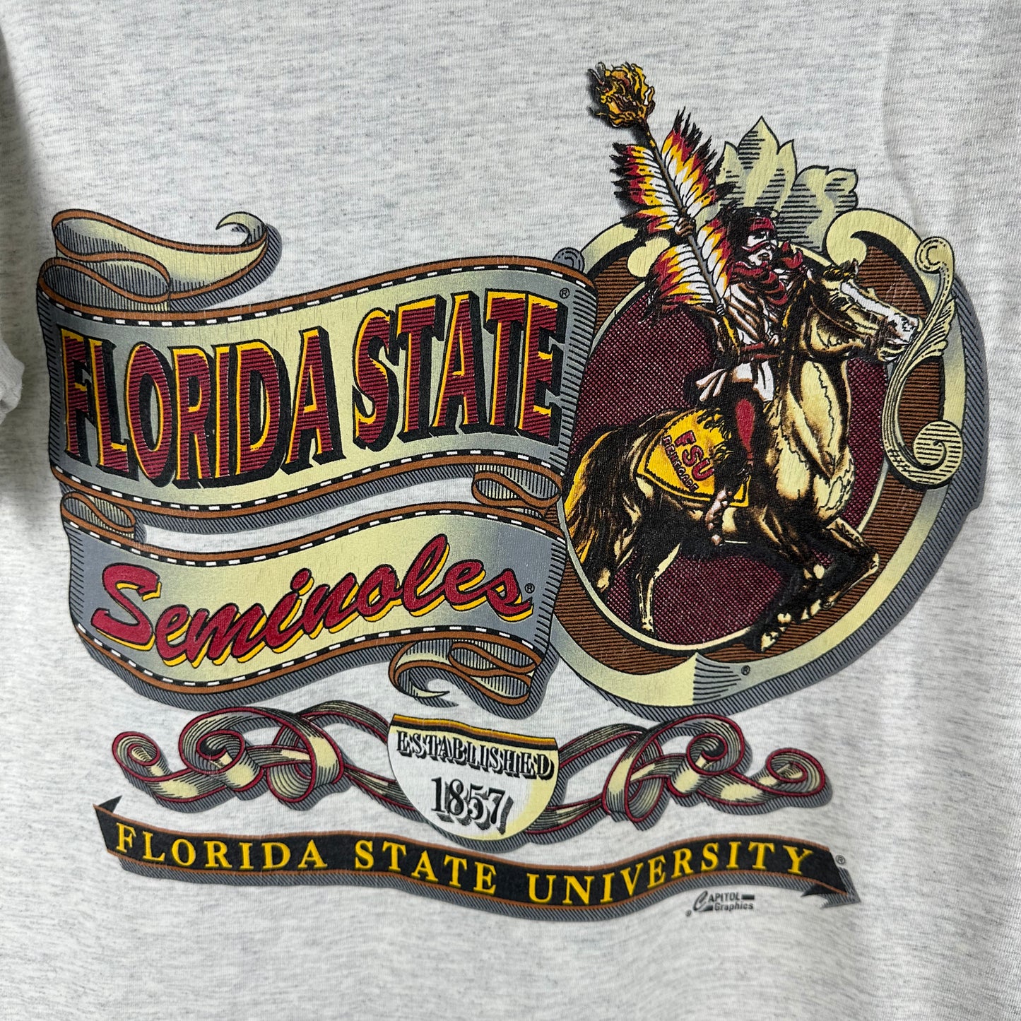 Vintage 90s FSU Seminoles NCAA Mascot Graphic Single Stitch T-Shirt