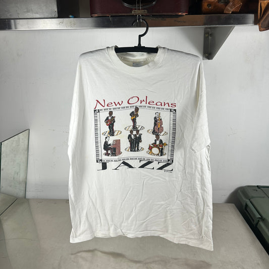 Vintage 90s New Orleans Jazz Music Graphic Single Stitch T-Shirt