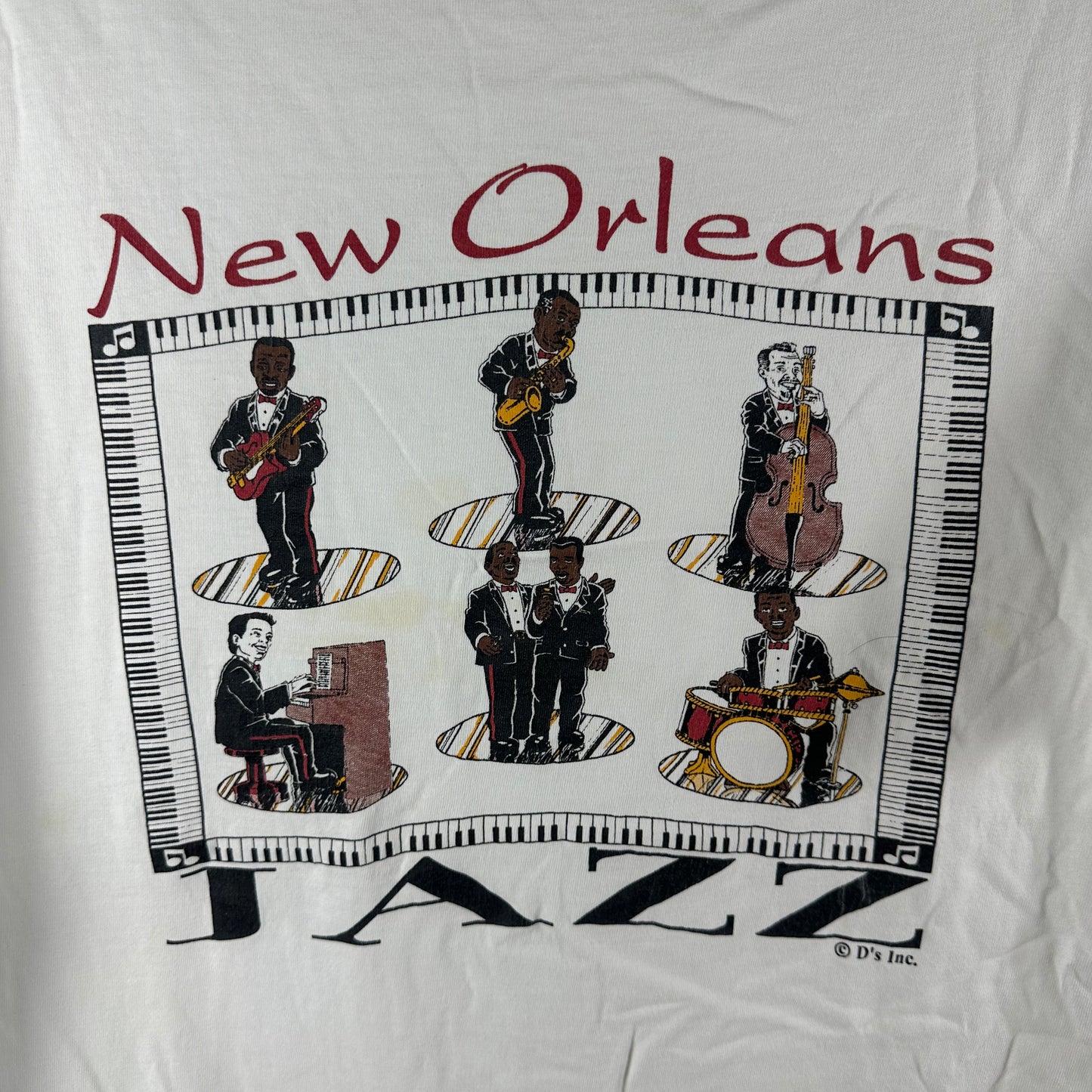 Vintage 90s New Orleans Jazz Music Graphic Single Stitch T-Shirt