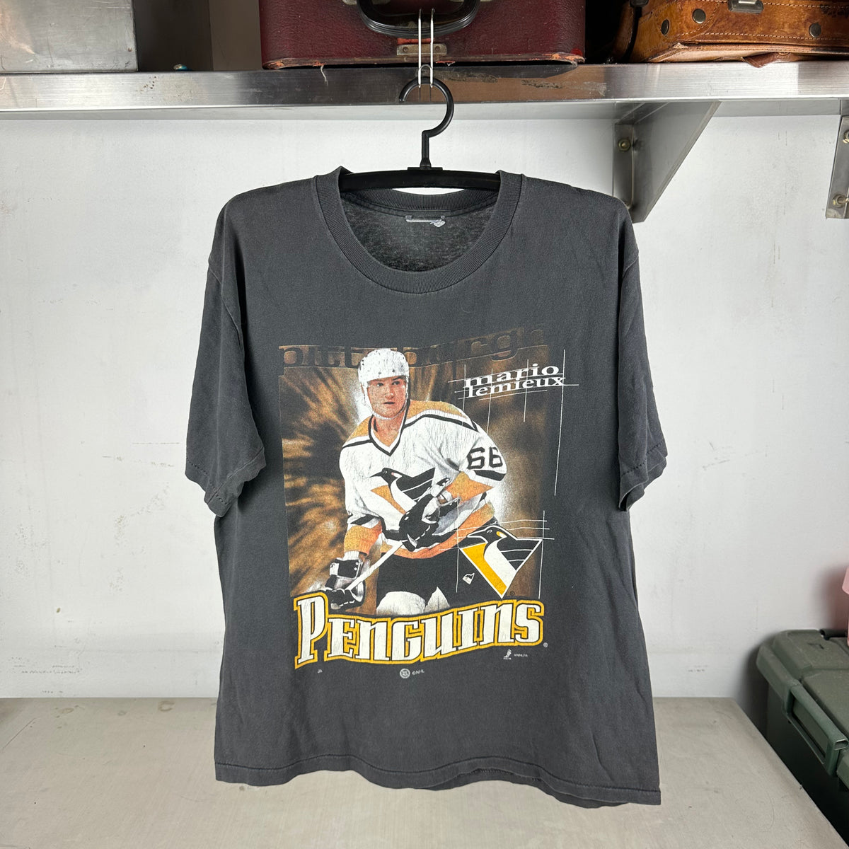 Vintage 90s Mario Lemieux Pittsburgh Penguins NHL Single Stitch T-Shirt