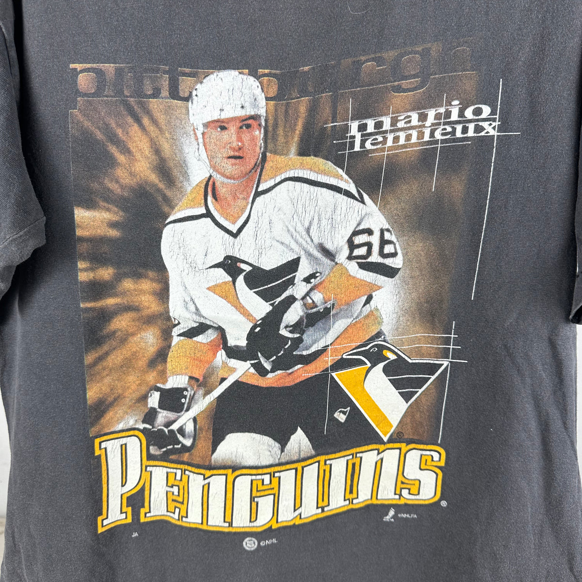 Vintage 90s Mario Lemieux Pittsburgh Penguins NHL Single Stitch T-Shirt
