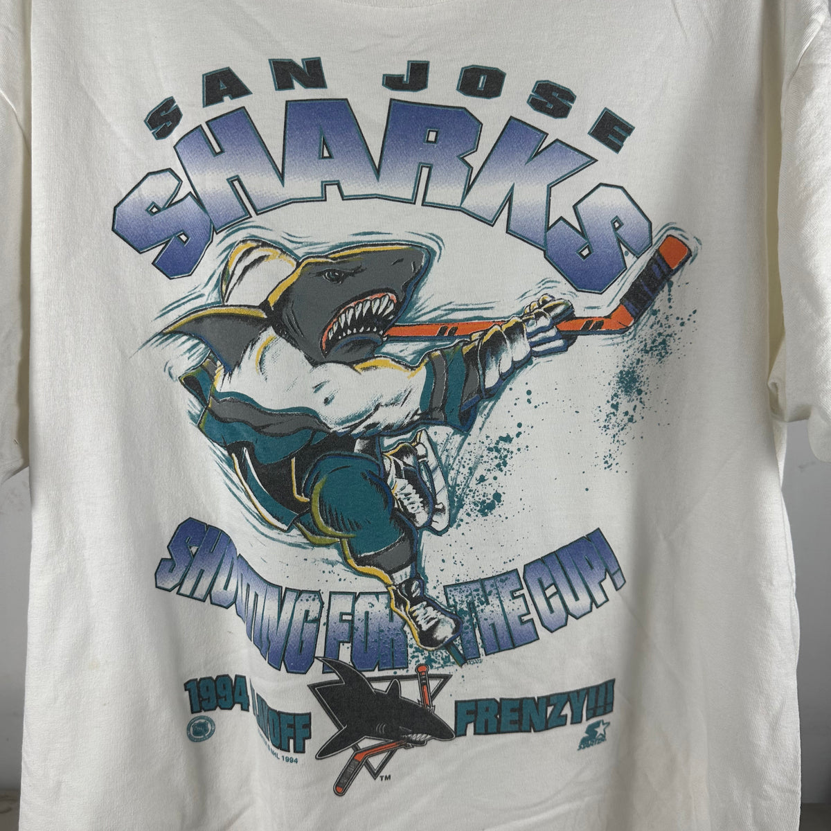 Vintage 1994 San Jose Sharks NHL Playoffs Starter Single Stitch T-Shirt
