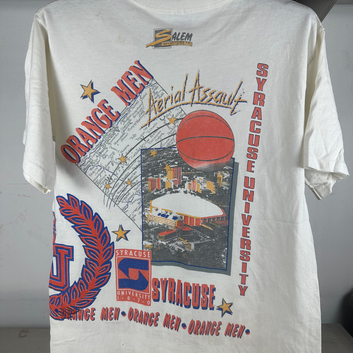 Vintage 90s Syracuse Orange Men Basketball NCAA Salem Sportswear AOP T-Shirt